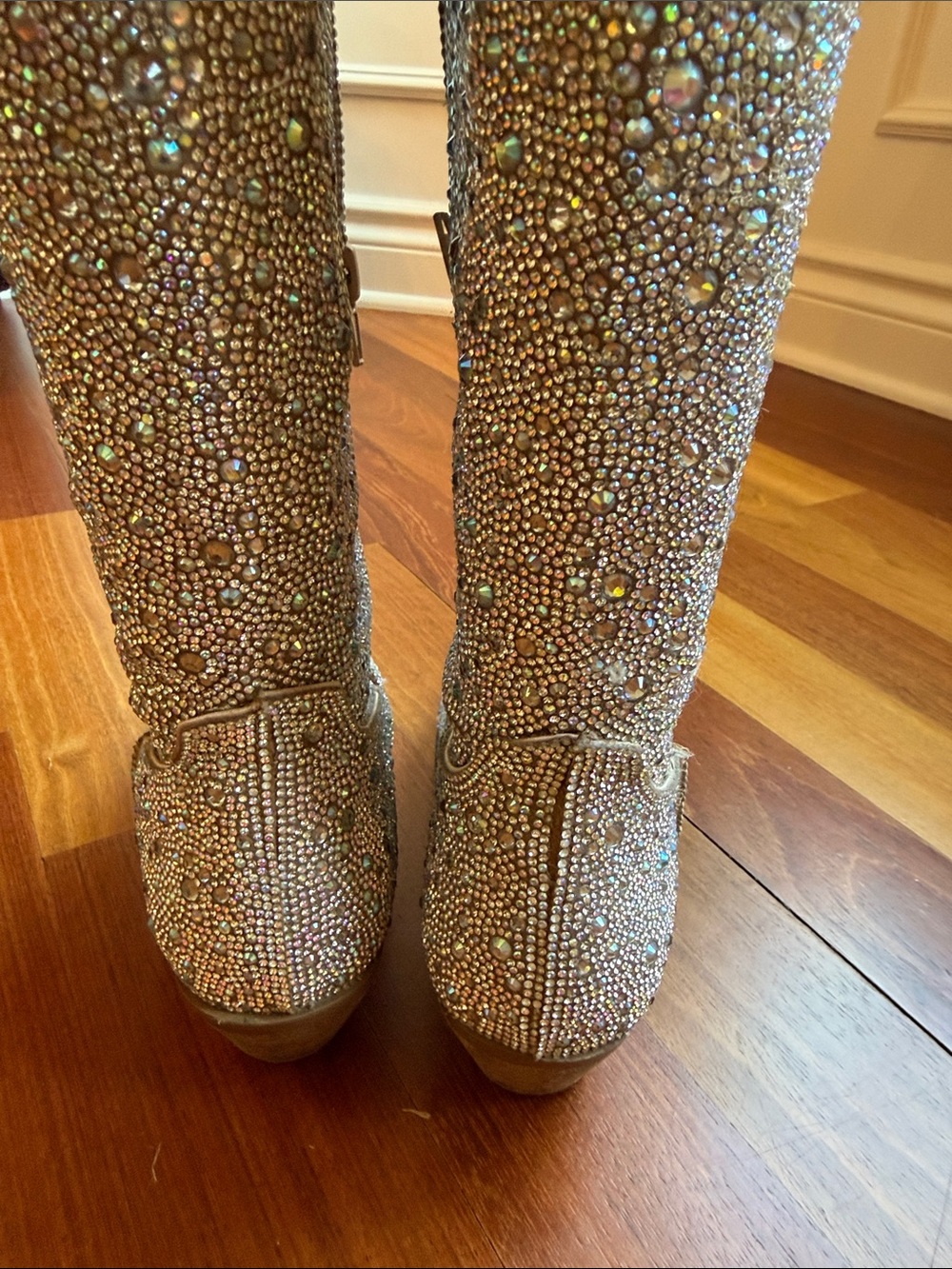 Betsey Johnson Dalas rhinestone Crystal Embellished Cowboy Boots 7 - Picture 4 of 5